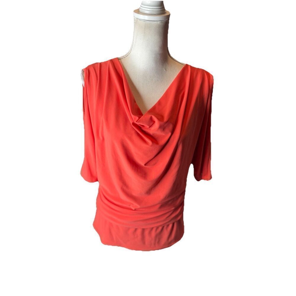 Joseph Ribkoff Tunic Blouse Top Shirt Long Sleeve Roll Tab Scoop Neck Sz 10